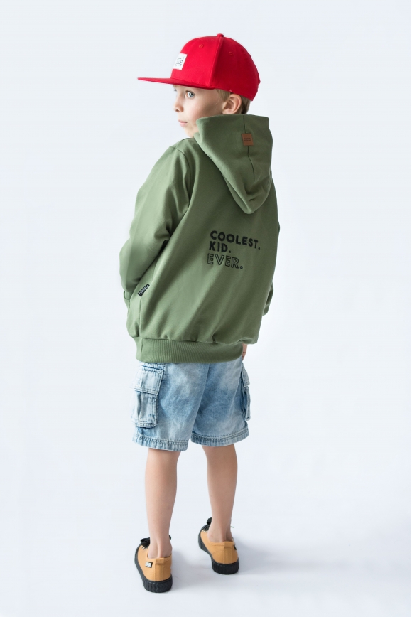 Kids hoodie COOLEST KID EVER khaki