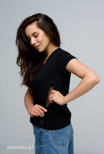 Breastfeeding t-shirt V-NECK Black