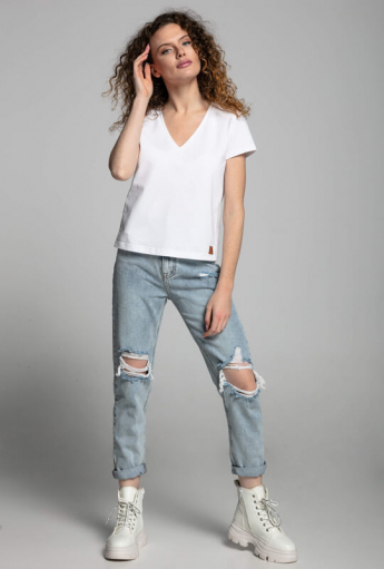 Breastfeeding t-shirt V-NECK White