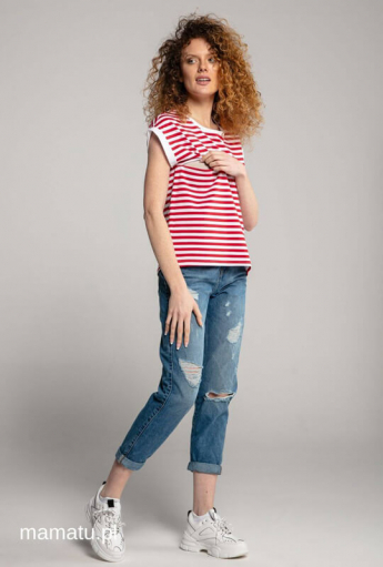 Breastfeeding t-shirt STRIPES Red