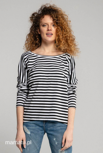 Breastfeeding longsleeve V navy blue stripes