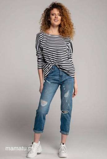 Breastfeeding longsleeve V-BACK Black Stripes