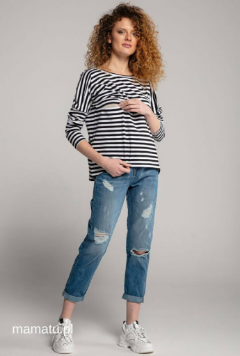 Breastfeeding longsleeve V-BACK Black Stripes