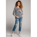 Breastfeeding longsleeve V navy blue stripes