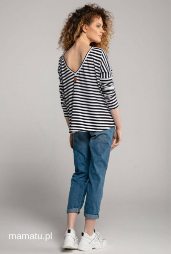 Breastfeeding longsleeve V-BACK Black Stripes