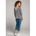 Breastfeeding longsleeve V navy blue stripes