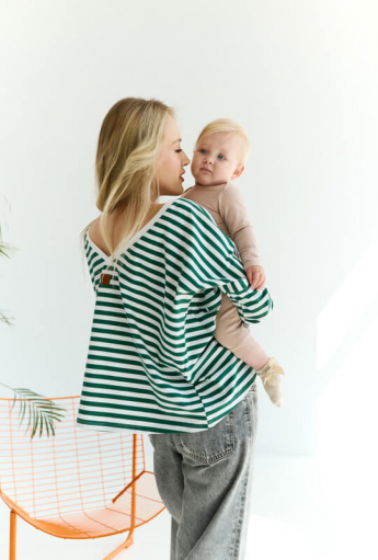 Breastfeeding longsleeve V-BACK Green Stripes