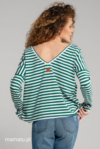 Breastfeeding longsleeve V-BACK Green Stripes