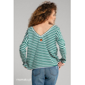 Breastfeeding longsleeve V-back Green Stripes