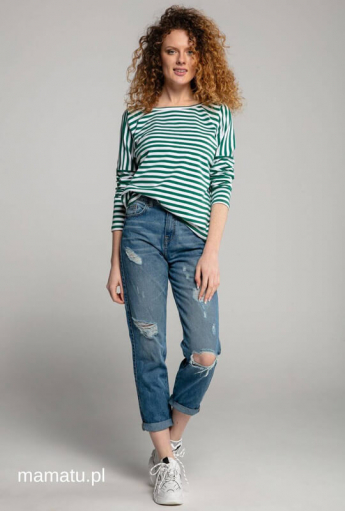 Breastfeeding longsleeve V-BACK Green Stripes