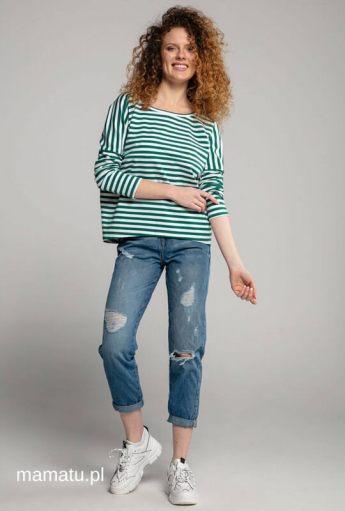 Breastfeeding longsleeve V-BACK Green Stripes