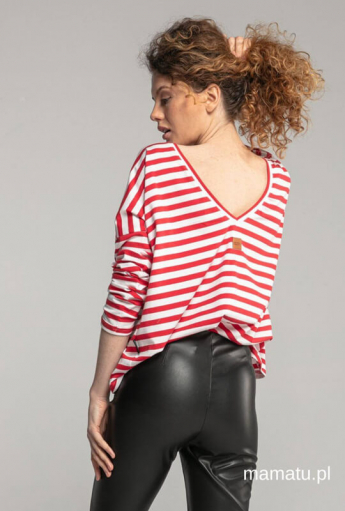Breastfeeding longsleeve V-BACK Red Stripes