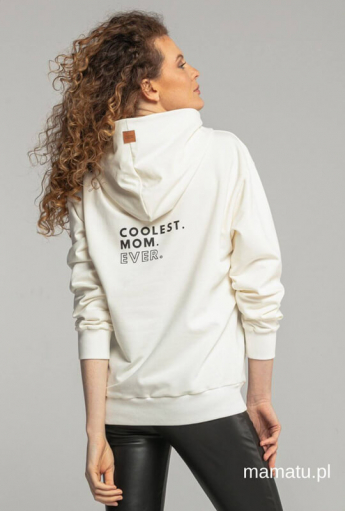 Breastfeeding hoodie COOLEST MOM EVER Ecru