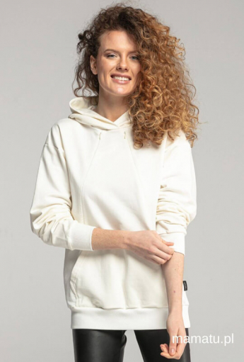 Breastfeeding hoodie COOLEST MOM EVER Ecru