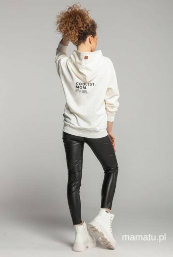 Breastfeeding hoodie COOLEST MOM EVER Ecru