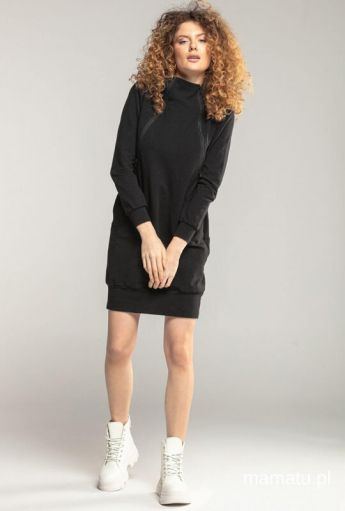 Breastfeeding hoodie-dress SIMPLE Black