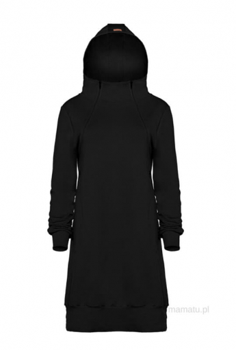 Breastfeeding hoodie-dress SIMPLE Black