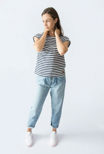 Breastfeeding t-shirt STRIPES Navy Blue