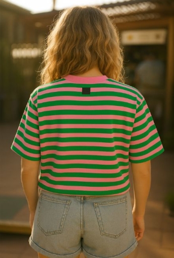 Breastfeeding t-shirt MODERN Stripes Green