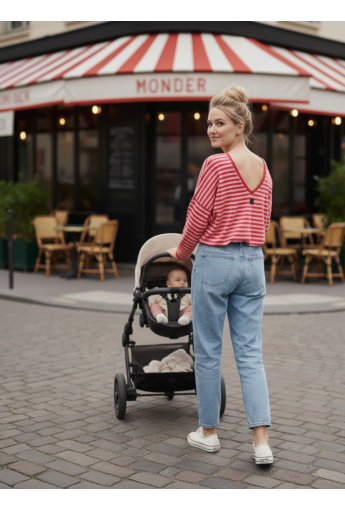 Breastfeeding longsleeve V PINK stripes