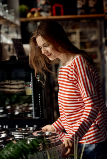 Breastfeeding longsleeve V-BACK Red Stripes