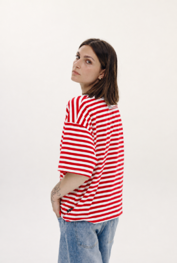 Breastfeeding t-shirt MODERN Stripes Red & White